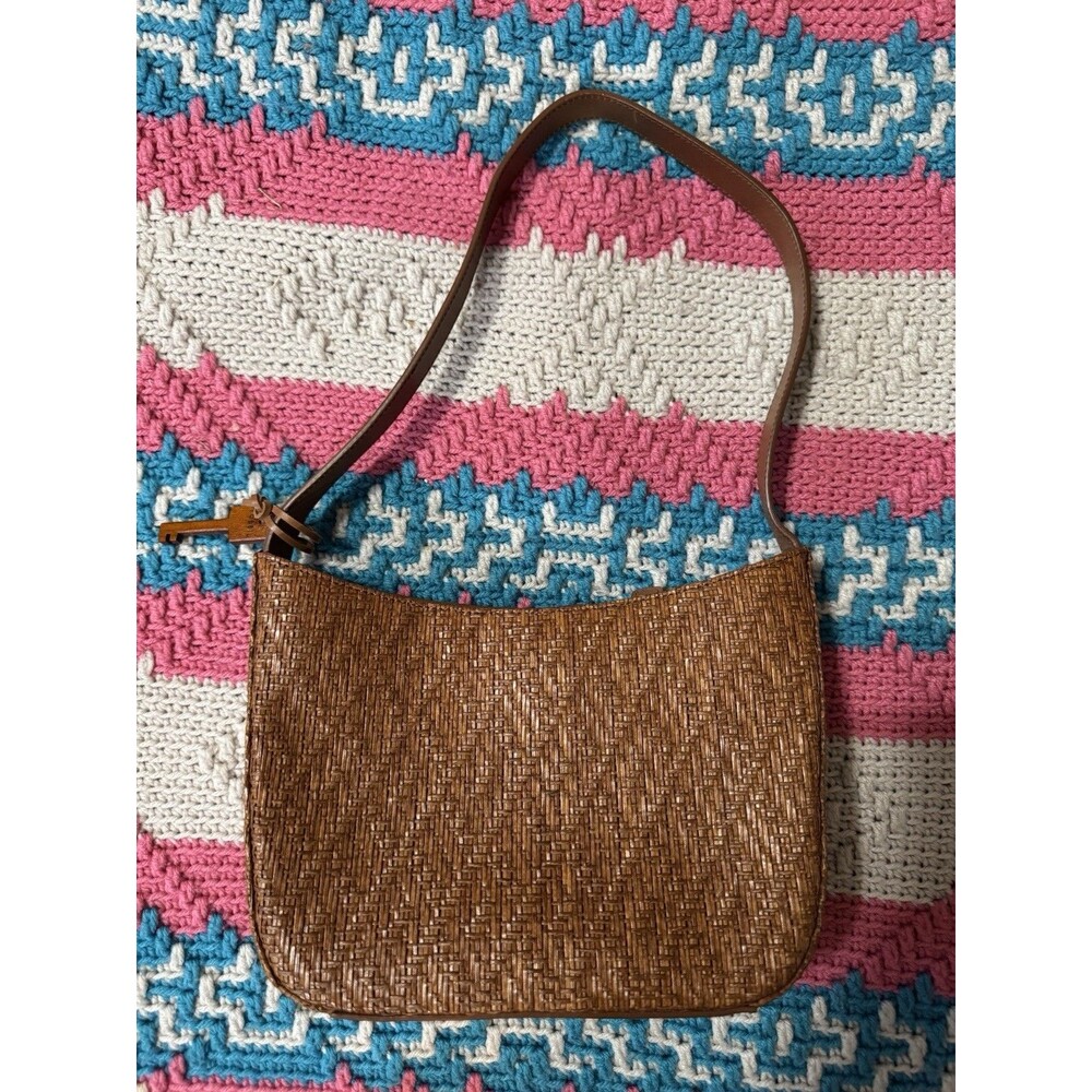 Fossil Woven Tan-Brown Crossbody Shoulder Bag